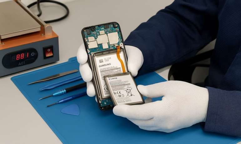 Замена батареи Samsung A01 в Гомеле