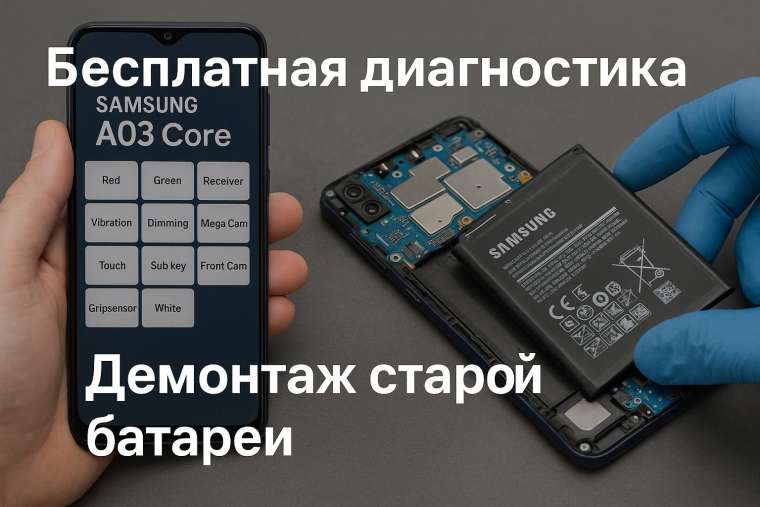 Замена батареи Samsung A03 Core в Гомеле