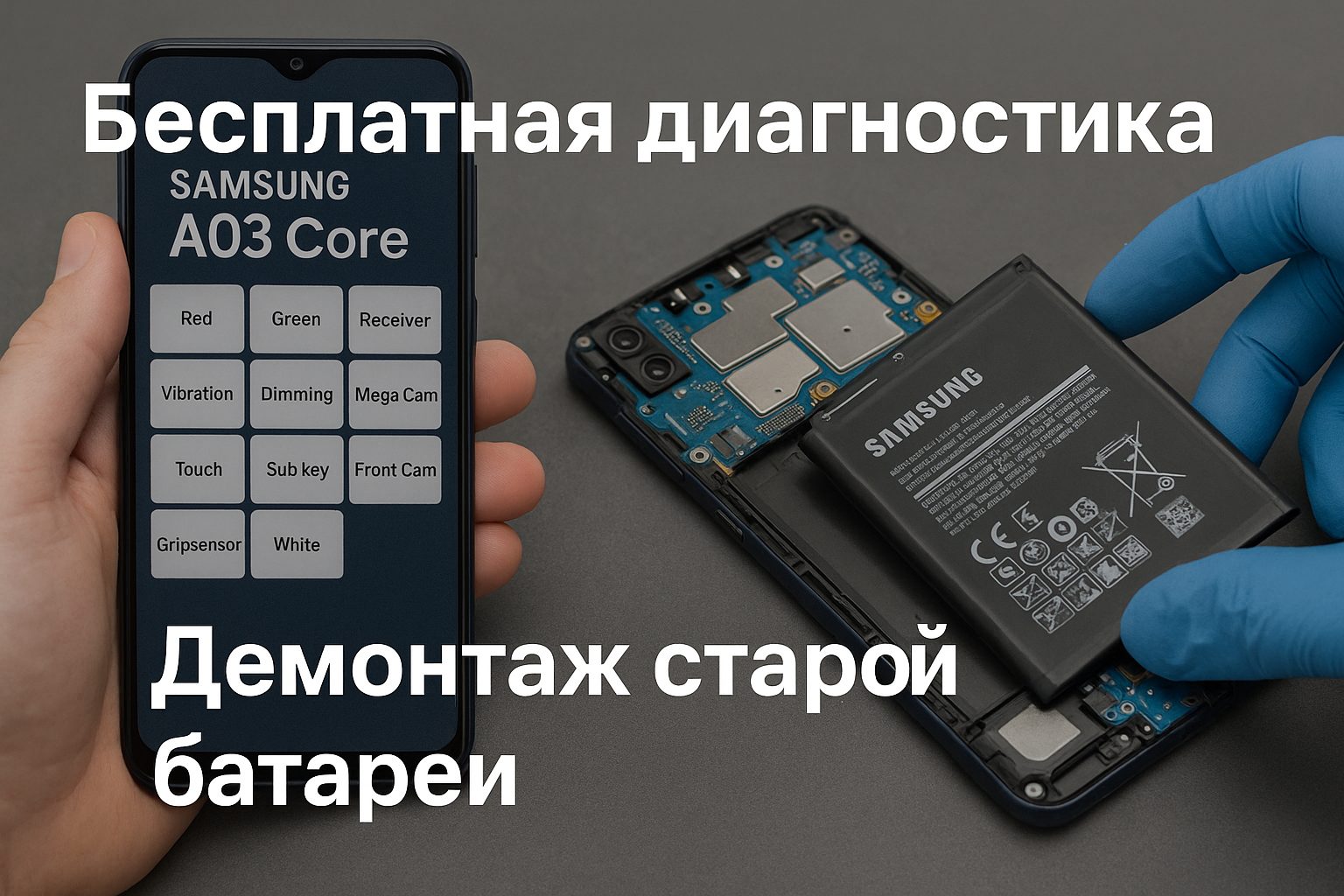 Замена батареи Samsung A03 Core в Гомеле