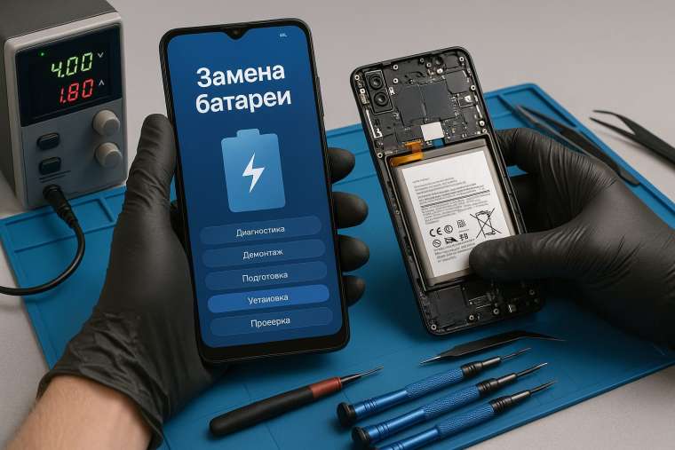 Замена батареи Samsung A03s в Гомеле