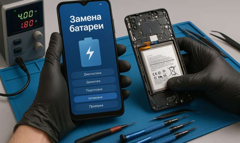 Замена батареи Samsung A03s в Гомеле
