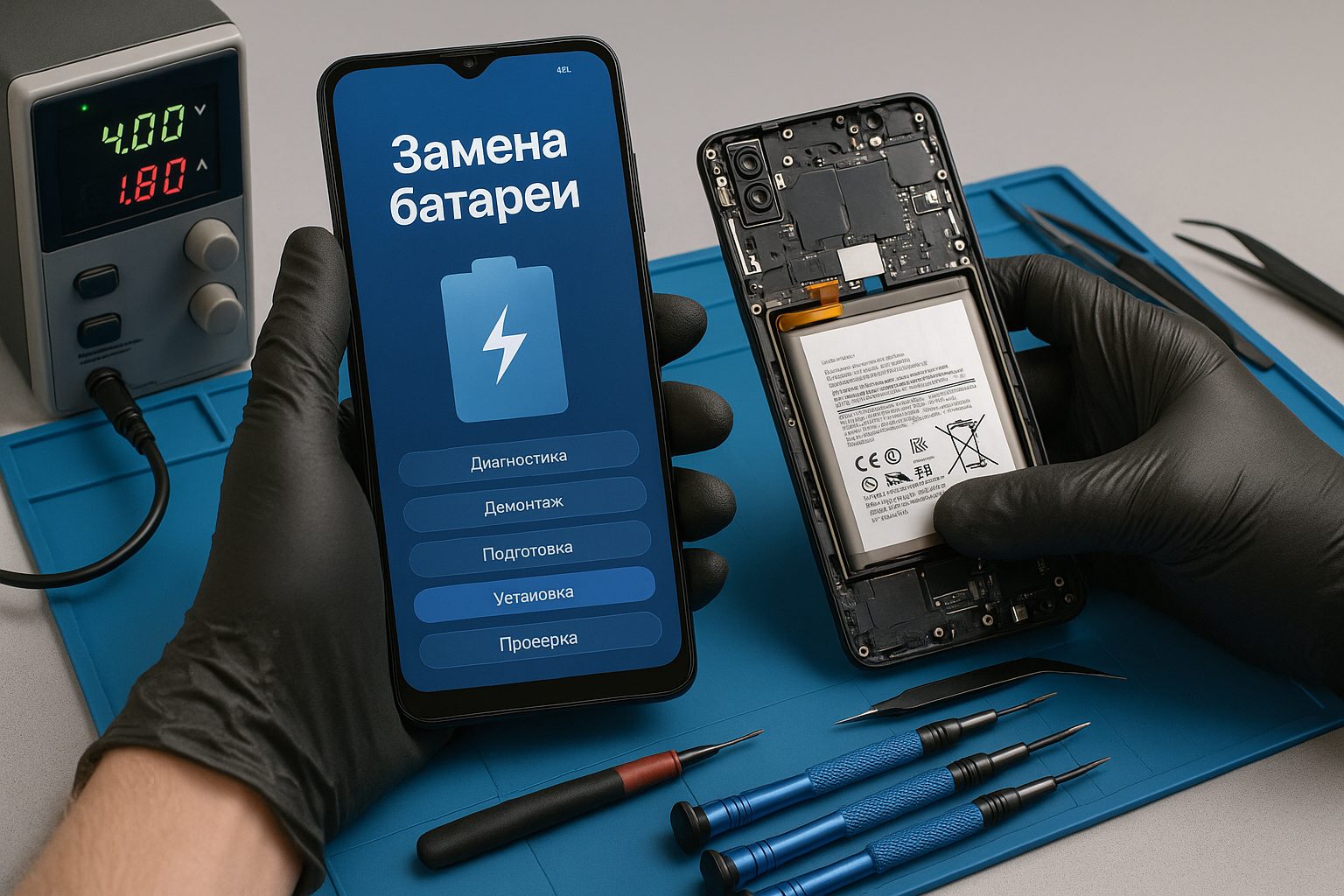 Замена батареи Samsung A03s в Гомеле