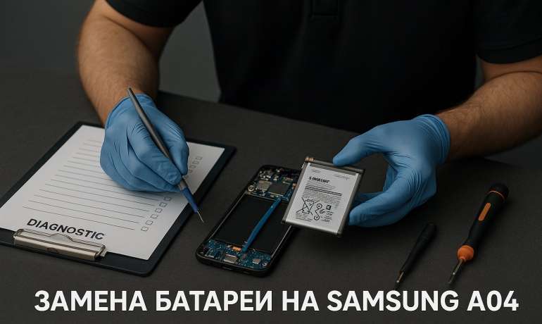 Замена батареи Samsung A04 в Гомеле