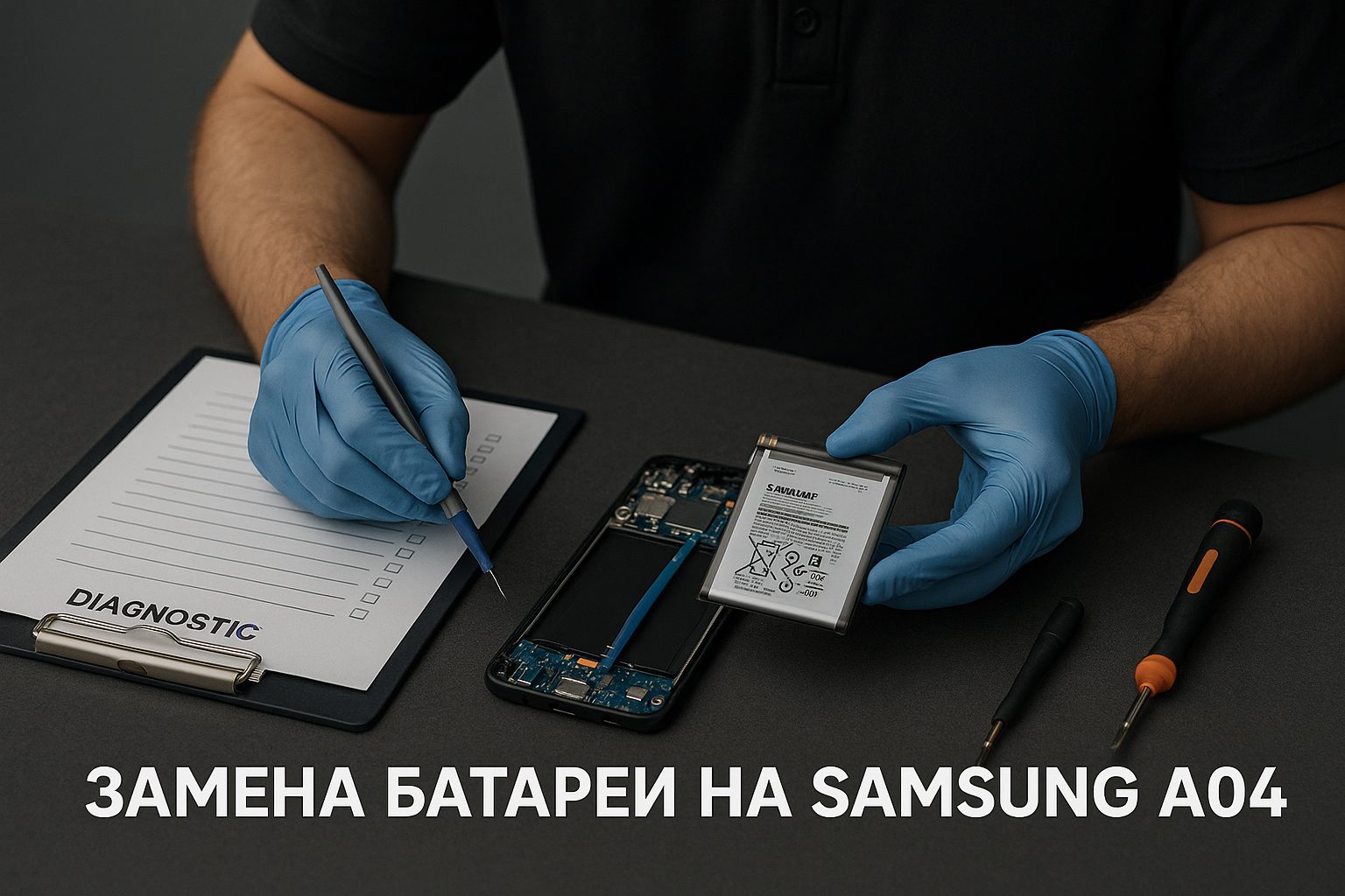 Замена батареи Samsung A04 в Гомеле