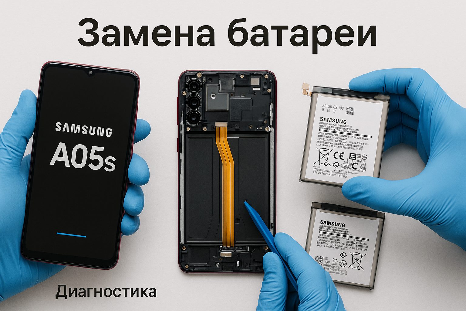 Замена батареи Samsung A05s в Гомеле