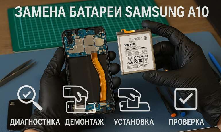 Замена батареи Samsung A10 в Гомеле