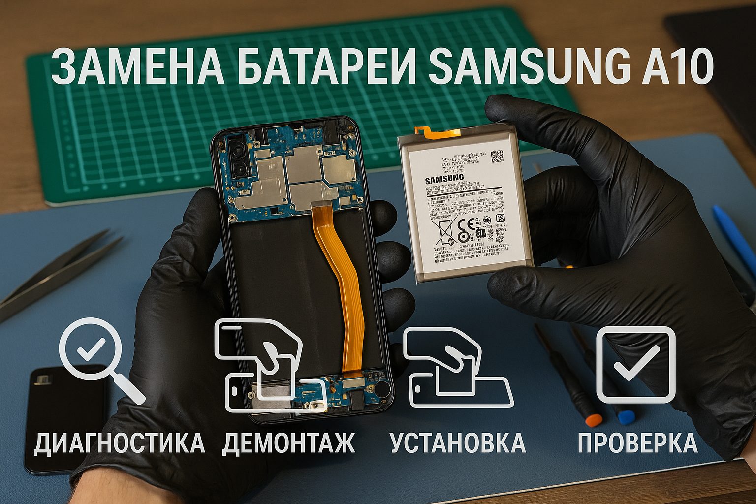 Замена батареи Samsung A10 в Гомеле