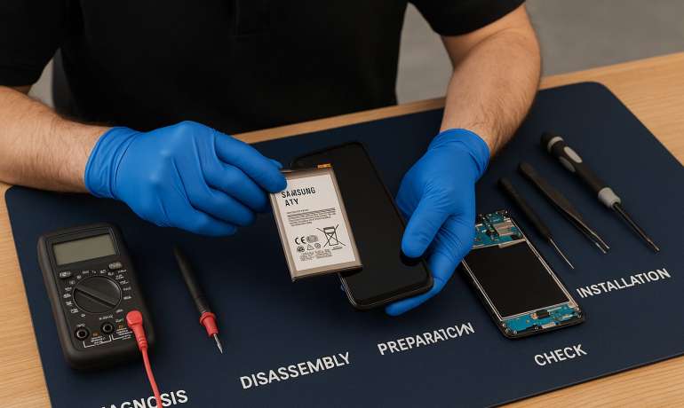 Замена батареи Samsung A11 в Гомеле