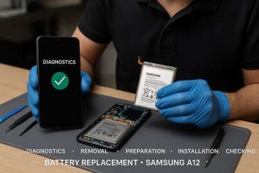 Замена батареи Samsung A12 в Гомеле