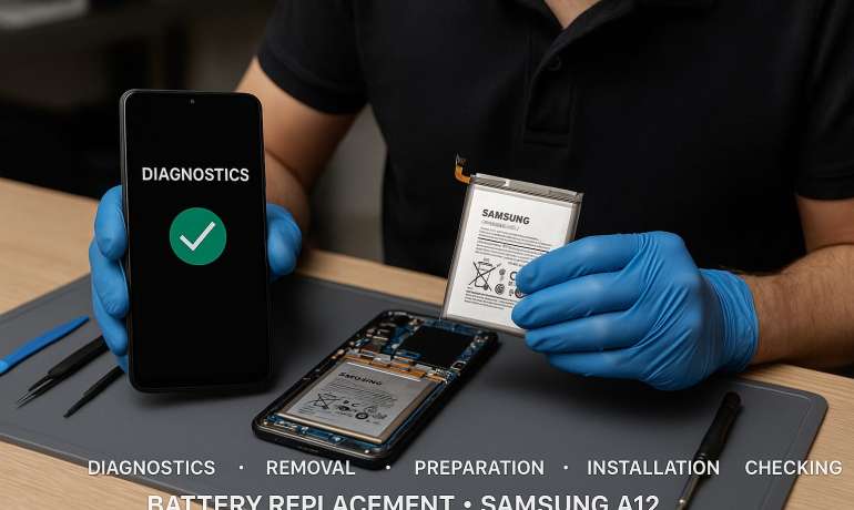 Замена батареи Samsung A12 в Гомеле
