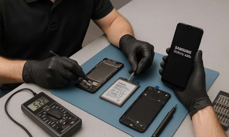 Замена батареи Samsung A20s в Гомеле