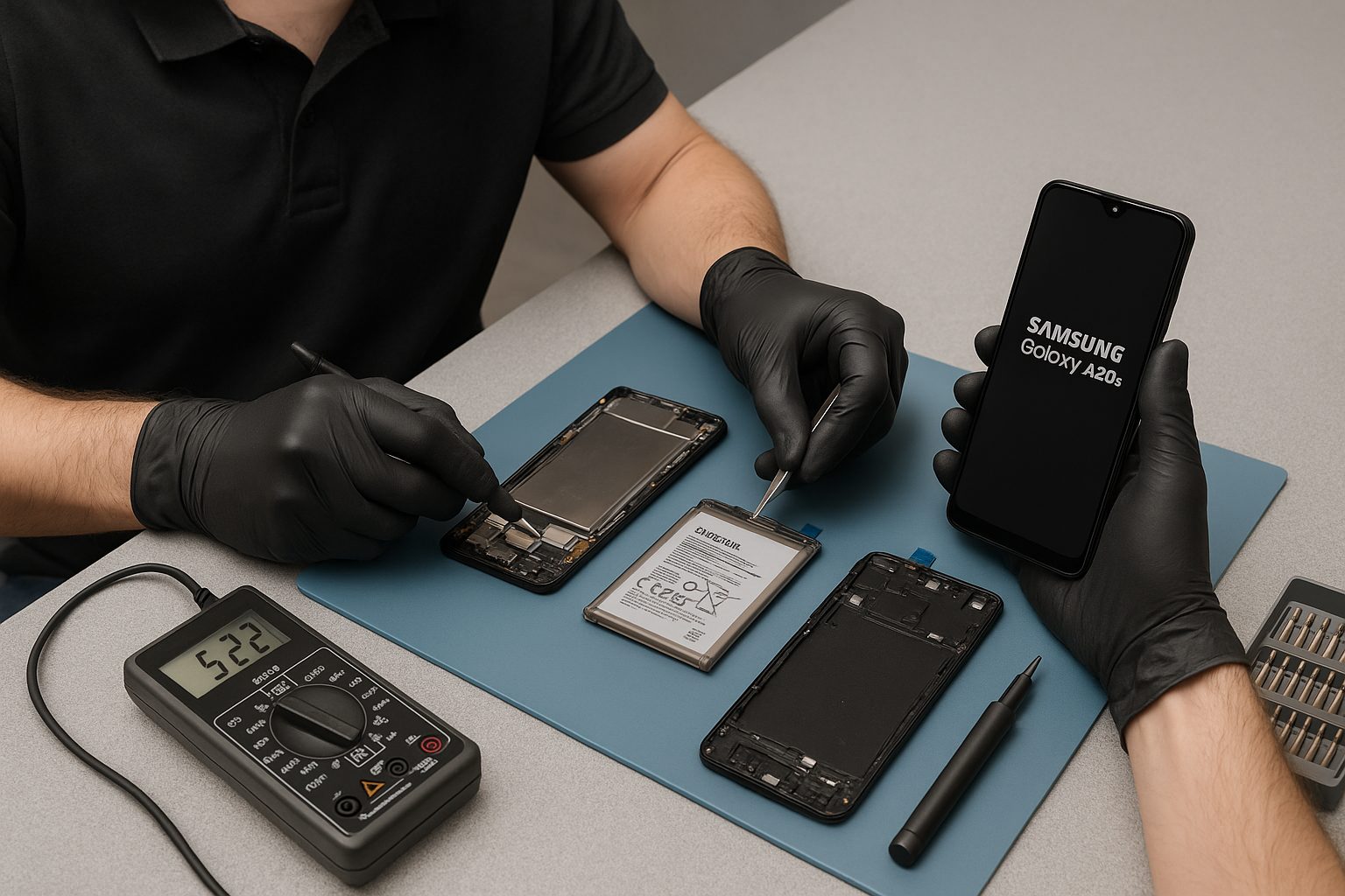 Замена батареи Samsung A20s в Гомеле