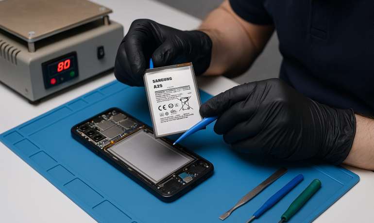 Замена батареи Samsung A25  в Гомеле