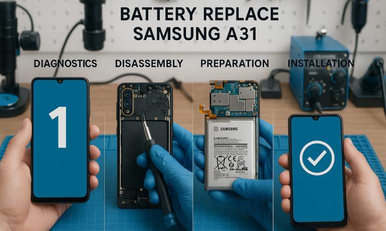 Замена батареи Samsung A31 в Гомеле