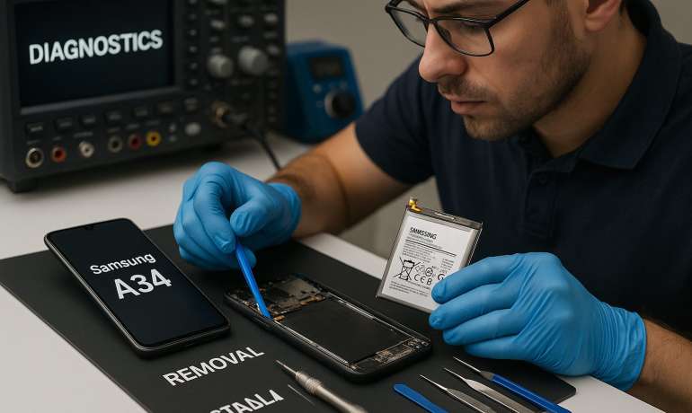 Замена батареи Samsung A34 в Гомеле