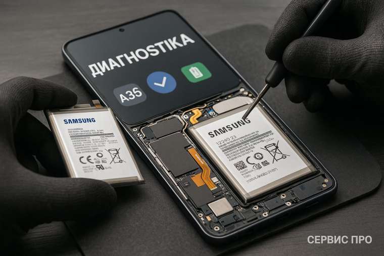 Замена батареи Samsung A35 в Гомеле