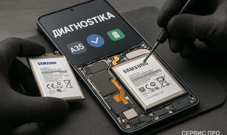 Замена батареи Samsung A35 в Гомеле