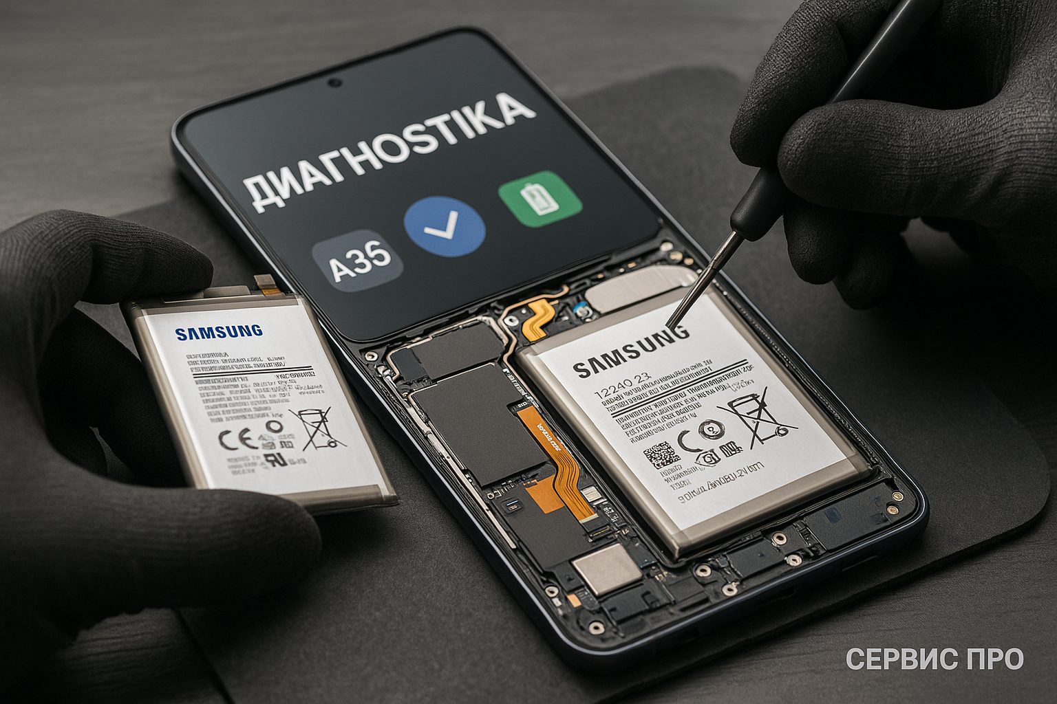 Замена батареи Samsung A35 в Гомеле