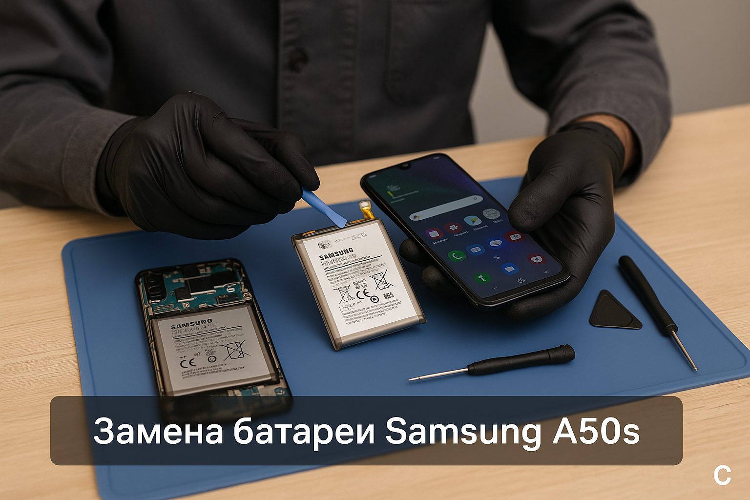 Замена батареи Samsung A50s в Гомеле