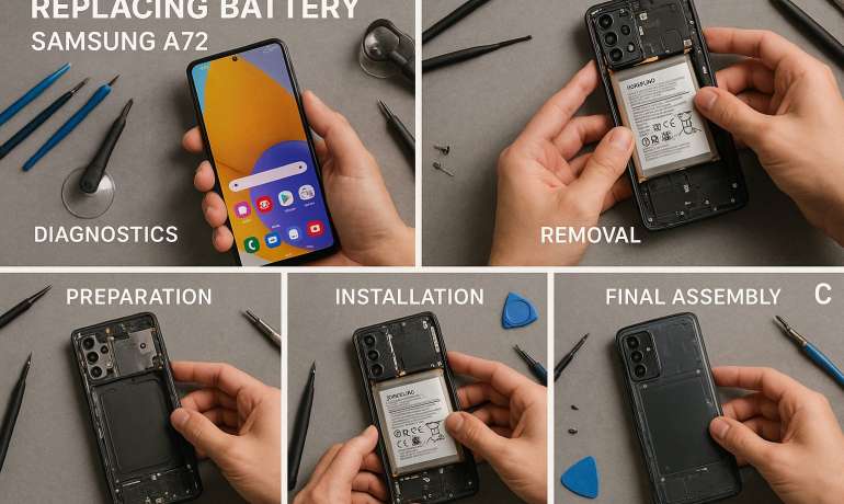 Замена батареи Samsung A72 в Гомеле