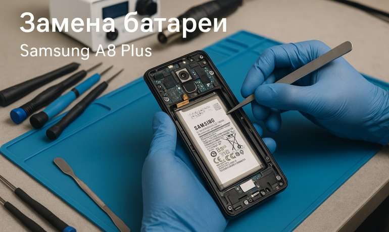 Замена батареи Samsung A8 Plus в Гомеле