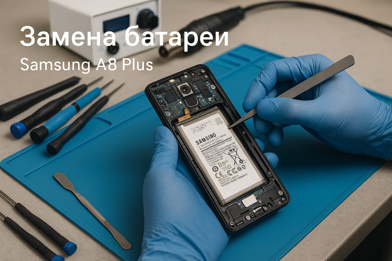 Замена батареи Samsung A8 Plus в Гомеле