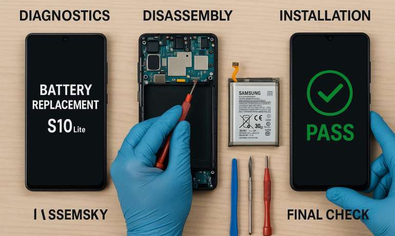 Замена батареи Samsung S10 Lite в Гомеле