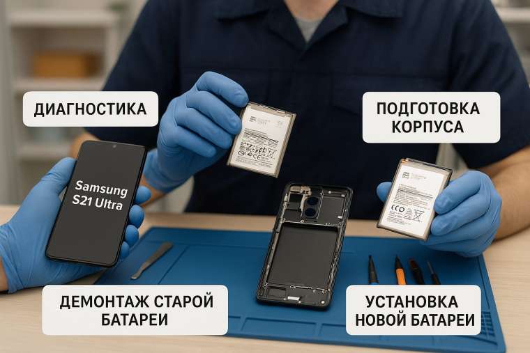 Замена батареи Samsung S21 Ultra  в Гомеле