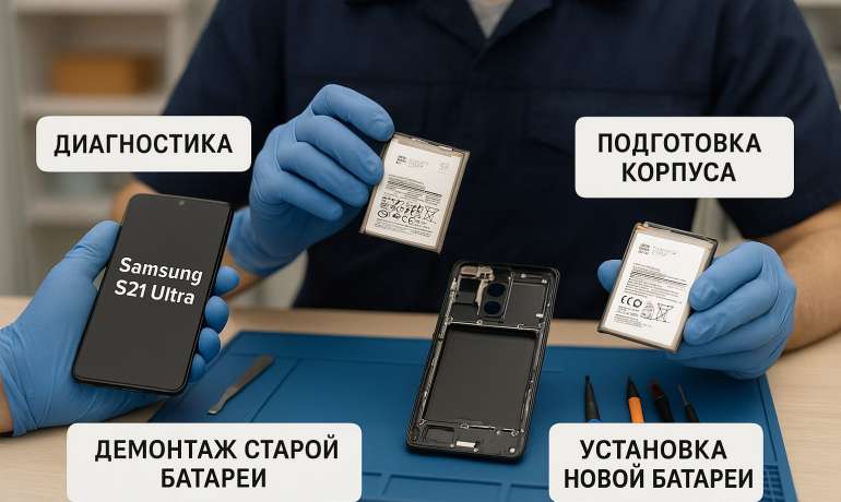 Замена батареи Samsung S21 Ultra  в Гомеле