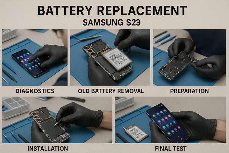 Замена батареи Samsung S23  в Гомеле
