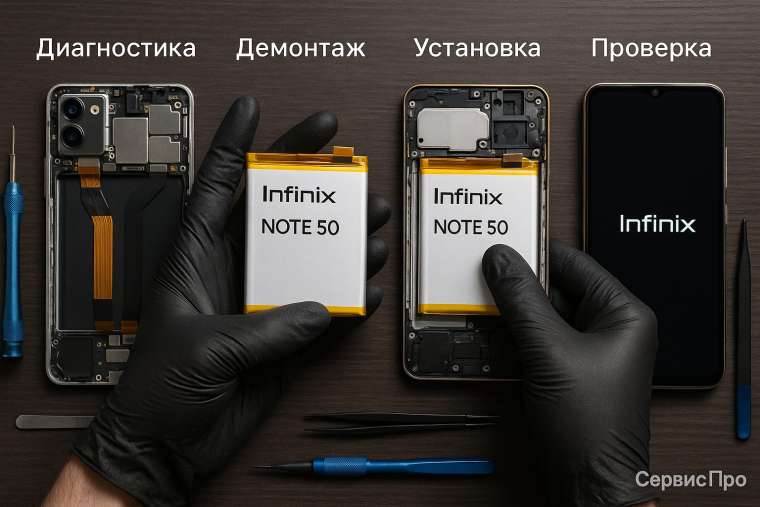 Замена батареи Infinix Note 50 в Гомеле