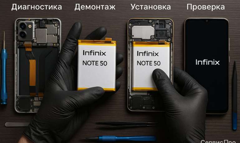 Замена батареи Infinix Note 50 в Гомеле