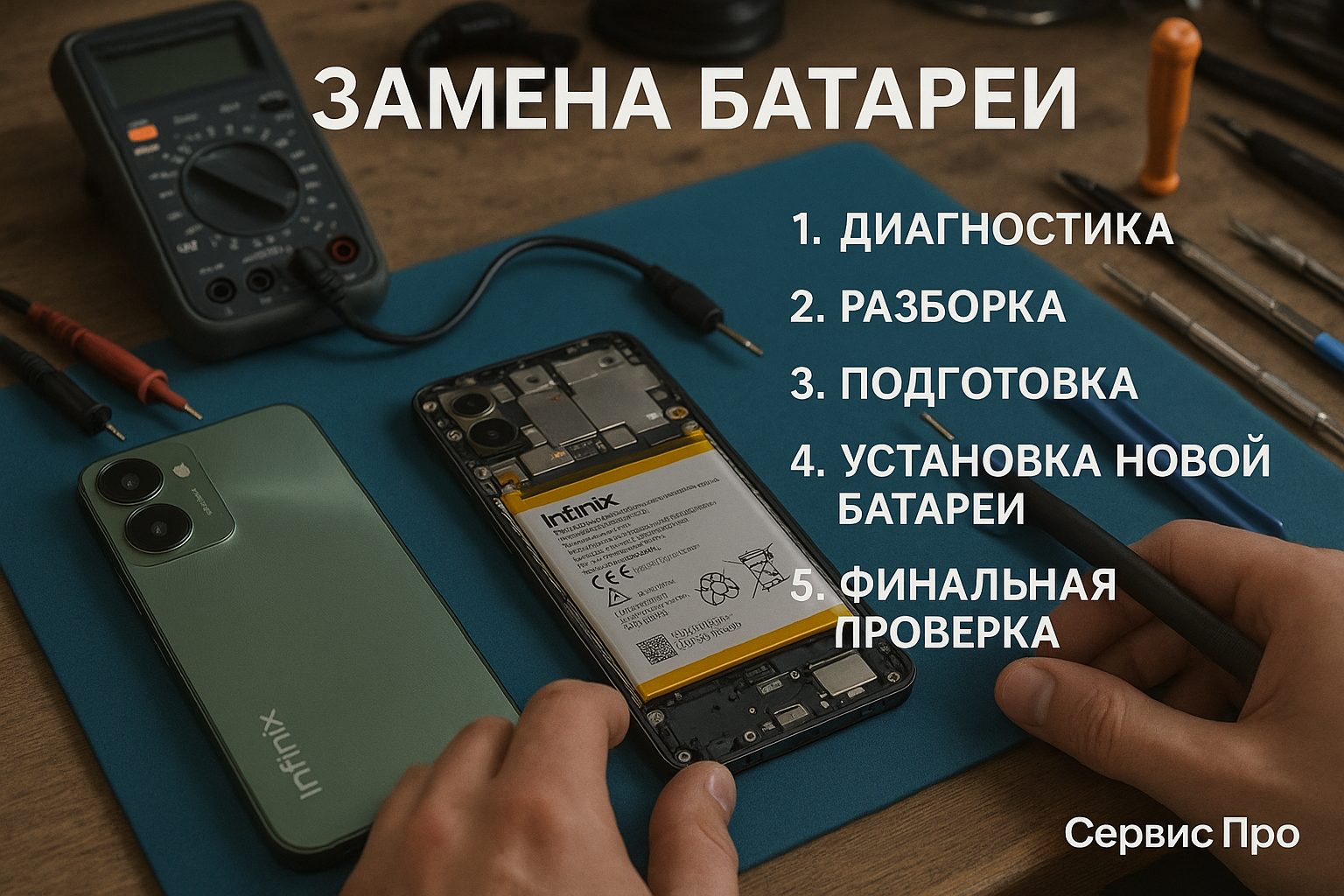Замена батареи Infinix Smart 8 в Гомеле