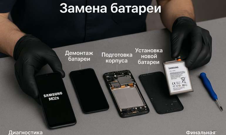 Замена батареи Samsung M02s в Гомеле