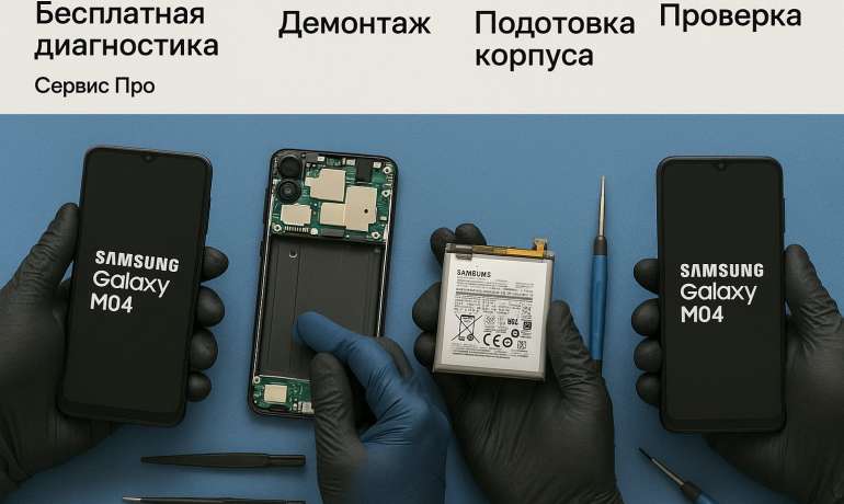 Замена батареи Samsung M04 в Гомеле