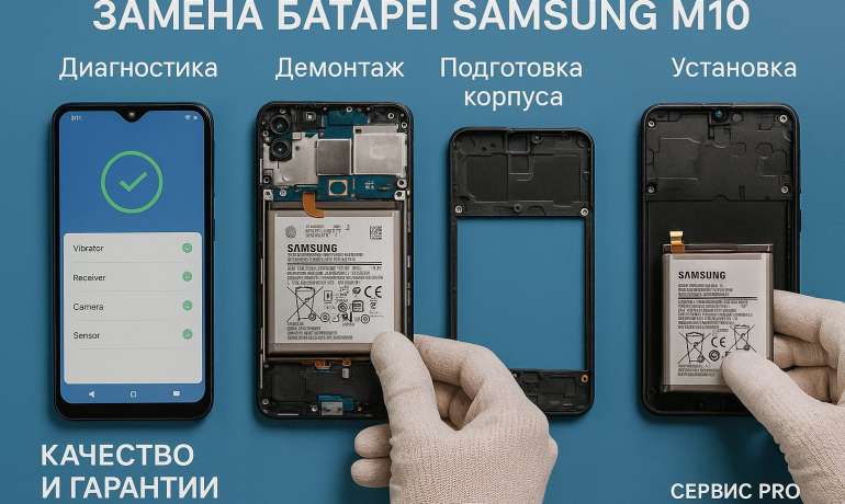 Замена батареи Samsung M10 в Гомеле
