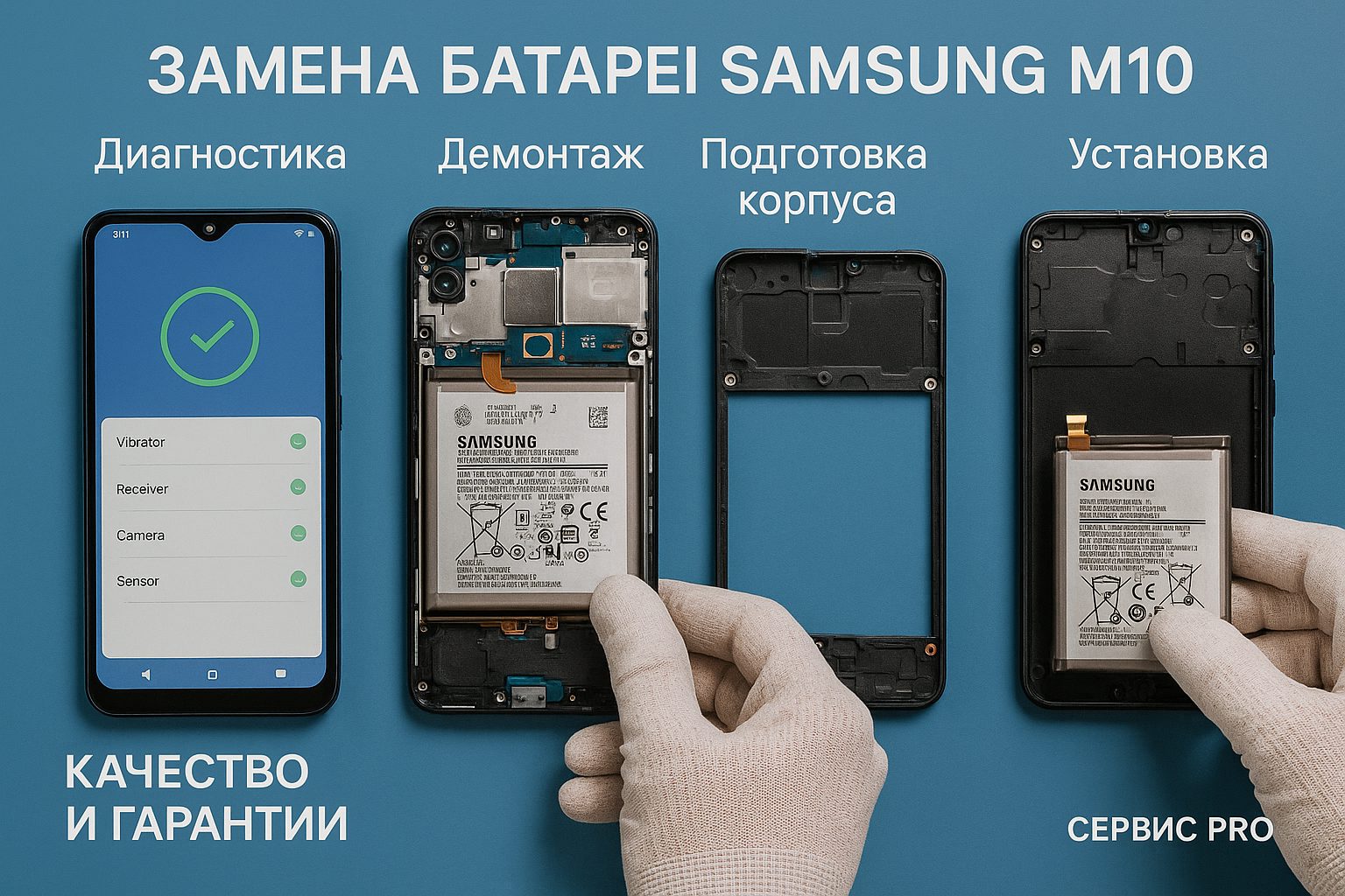 Замена батареи Samsung M10 в Гомеле