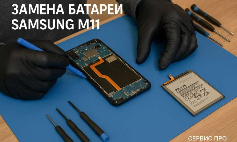 Замена батареи Samsung M11 в Гомеле