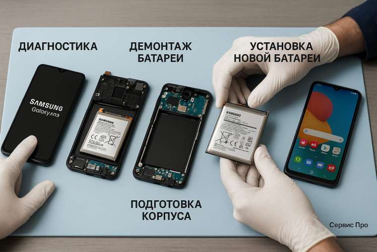 Замена батареи Samsung M13 в Гомеле