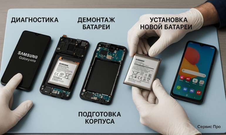 Замена батареи Samsung M13 в Гомеле