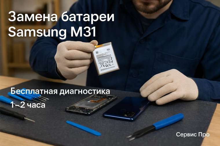 Замена батареи Samsung M31 в Гомеле