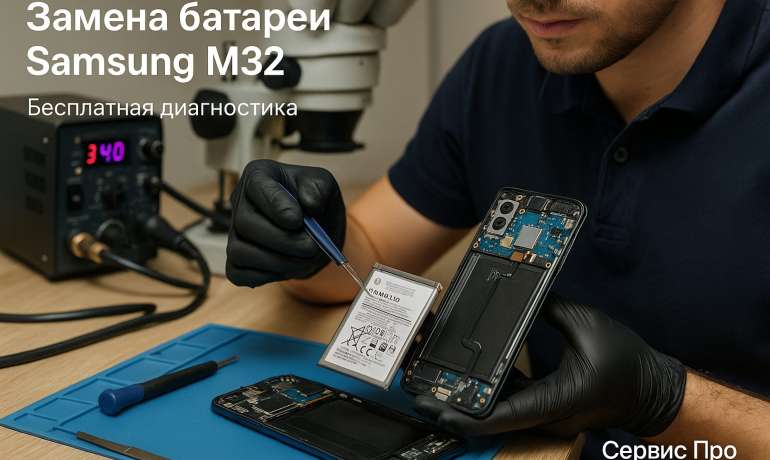 Замена батареи Samsung M32 в Гомеле
