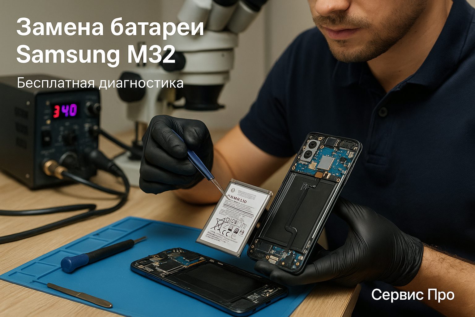 Замена батареи Samsung M32 в Гомеле