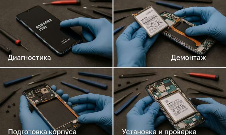 Замена батареи Samsung M33  в Гомеле