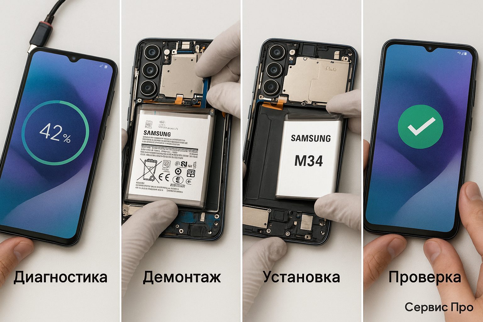 Замена батареи Samsung M34  в Гомеле