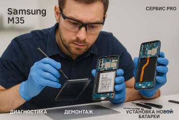 Замена батареи Samsung M35  в Гомеле