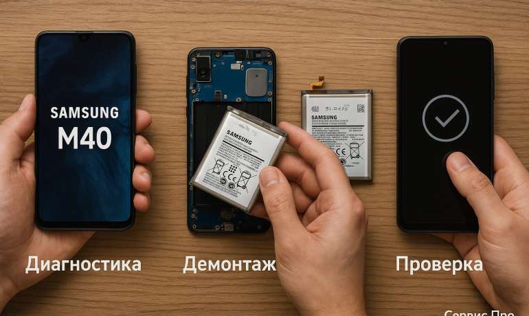 Замена батареи Samsung M40 в Гомеле