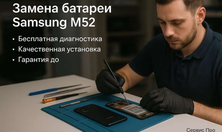 Замена батареи Samsung M52  в Гомеле