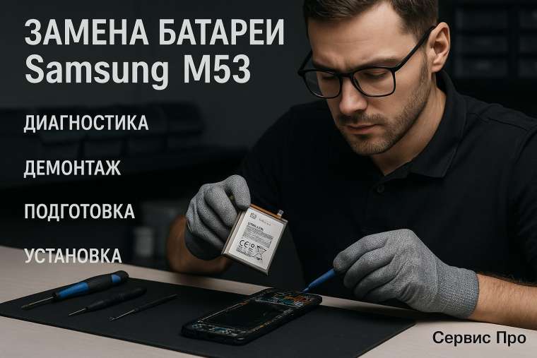 Замена батареи Samsung M53  в Гомеле