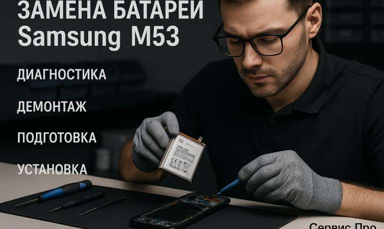 Замена батареи Samsung M53  в Гомеле